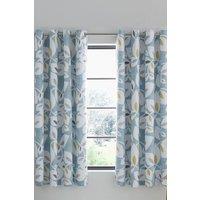 Catherine Lansfield 'Inga Leaf' Lined Eyelet Curtains in Teal | Size: 168 cm width x 183 cm drop