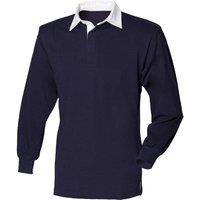 Front Row Long Sleeve Classic Rugby Polo Shirt in Navy | Size: 5XL