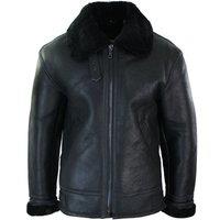 TruClothing Men's Sherling Sheepskin Cream B3 Pilot Jacket in Black | Size: Medium