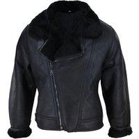 TruClothing Men's Sherling Sheepskin Cross Zip B3 Pilot Jacket in Black | Size: 3XL
