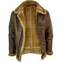TruClothing Men's Vintage Sheepskin RAF Pilot Flying Jacket Tan | Size: Medium