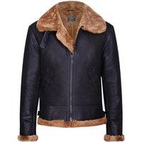 Infinity Leather Men's Pilot B3 Flying Shearling Sheepskin WWII Bomber Aviator Jacket in Brown | Size: 2XL
