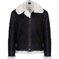 Infinity Leather Men's Pilot B3 Flying Shearling Sheepskin WWII Bomber Aviator Jacket in Dark Brown | Size: Large