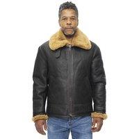 Infinity Leather Men's B3 WW2 Leather Sheepskin Aviator Flying Jacket-Hartland in Dark Brown | Size: Large