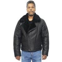 Infinity Leather Men's Sheepskin Leather WW2 Bomber Jacket-Haverhill in Black | Size: 3XL