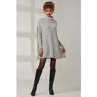 Jolie Moi Women's Roll Neck Pocket Front Knit Jumper in Grey | Size: S/M