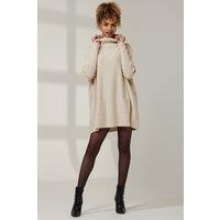 Jolie Moi Women's Roll Neck Pocket Front Knit Jumper in Beige | Size: S/M