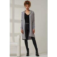 Jolie Moi Women's Drawstring Waist Hooded Cardigan in Light Grey | Size: S/M
