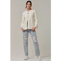 Jolie Moi Women's Button Bow Sleeve Knit Cardigan in Off-White | Size: S/M