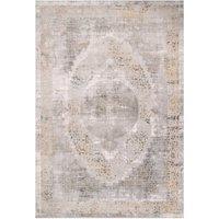 Kukoon Grey Gold Metallic Traditional Medallion Low Pile Area Rug in Metallics | Size: 70 cm x 240 cm