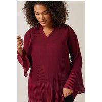Evans Women's Pleat Detail Blouse in Red | Size: 16