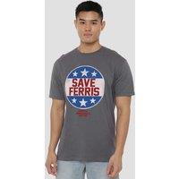 Paramount Home Entertainment Men's Ferris Bueller Save Ferris Badge T-Shirt, Charcoal | Size: 3XL