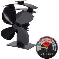 Valiant Premium IV Stove Fan & Stove Thermometer in Black