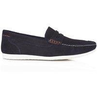 Silver Street London Men's Stanhope Suede Leather Casual Penny Loafers in Navy | Size: 9