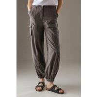 Peach Satin Utility Eyelet Detail Cuffed Trousers