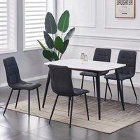MCC Direct Set of 4 Faux Suede Leather Dining Chairs Henri in Charcoal