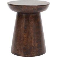 IH Design Natural Solid Dark Mango Wood Side Table in Brown