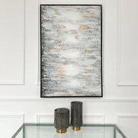 Modish Furnishing White & Black Faded Wall Art with Gold Accents & Black Frame