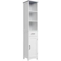 Kleankin Tall Bathroom Storage Cabinet Freestanding Linen Tower Slim Organizer in White