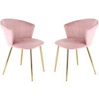 Home Garden Direct Mill - Set of 2 Velvet Dining Chairs - Pink