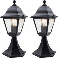 First Choice Lighting Set of 2 Cambridge - Black Four Sided Lantern IP44 Outdoor Post Lights