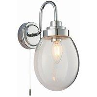 Netlighting Hampton LED 1 Light Bathroom Wall Glass Chrome Plate IP44 LED E14 in Grey