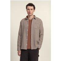 Larsson & Co Men's Houndstooth Textured Overshirt in Orange | Size: Medium