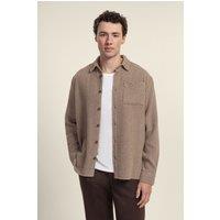 Larsson & Co Men's Herringbone Textured Overshirt in Brown | Size: Large
