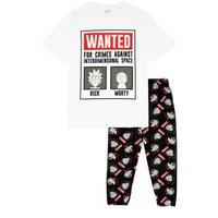 Men's Rick & Morty Short Sleeve Long Leg Pyjama Set | White | Size: XL