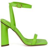 XY London Women's 'Max' Strappy Square Toe Sculptured Block High Heel Sandals in Green | Size: 6
