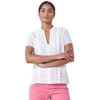 Roman Women's Textured Spot Lace Trim Top in Ivory | Size: 18