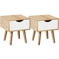 Home Source Bedside Cabinet Oak White 1 Drawer Bedroom Side Table Wooden Legs