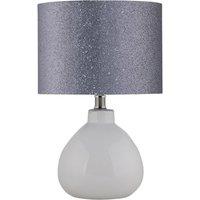 First Choice Lighting Tuscan - White Ceramic Lamp with Silver Grey Glitter Shade