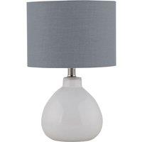 First Choice Lighting Tuscan - White Ceramic Lamp with Grey Shade