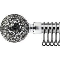 New Edge Blinds 16-19mm Mirrored Extendable Durable Metal Curtain Pole Set in Metallic Silver | Size: 120 cm - 210 cm