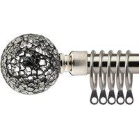 New Edge Blinds 16-19mm Mirrored Extendable Durable Metal Curtain Pole Set in Silver | Size: 170 cm - 300 cm