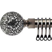 New Edge Blinds 16-19mm Mirrored Extendable Durable Metal Curtain Pole Set in Charcoal | Size: 120 cm - 210 cm