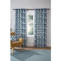 Fusion 'Luna' 100% Cotton Pair of Eyelet Curtains in Teal | Size: 229 cm width x 229 cm drop