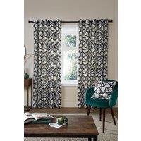 Fusion 'Luna' 100% Cotton Pair of Eyelet Curtains in Black | Size: 168 cm width x 229 cm drop