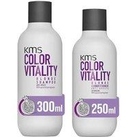 KMS Color Vitality Blonde Shampoo 300ml & Conditioner 250ml Duo in Clear