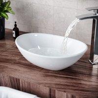 Nes Home 410 x 335mm Oval Cloakroom Counter Top Basin Sink Bowl in White