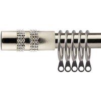 New Edge Blinds 16-19mm Sparkle Extendable Durable Metal Curtain Pole Set in Silver | Size: 120 cm - 210 cm