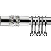 New Edge Blinds 16-19mm Sparkle Extendable Durable Metal Curtain Pole Set in Metallic Silver | Size: 170 cm - 300 cm