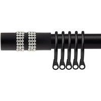 New Edge Blinds 16-19mm Sparkle Extendable Durable Metal Curtain Pole Set in Jet Black | Size: 170 cm - 300 cm