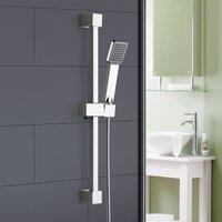 Nes Home Square Chrome Plated Slider Rail Kit - Single Mode Handset in Metallic Silver