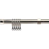 New Edge Blinds 16-19mm Fenton Extendable Durable Metal Curtain Pole Set in Silver | Size: 170 cm - 300 cm