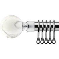 New Edge Blinds 16-19mm Mineral Extendable Durable Metal Curtain Pole Set in Silver | Size: 120 cm - 210 cm