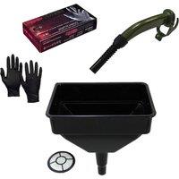 Pegdev Jerry Can Accessory Bundle Metal Spout Heavy Duty Funnel & Nitrile Gloves Refuelling in Black