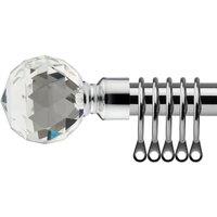 New Edge Blinds 16-19mm Cristalla Extendable Durable Metal Curtain Pole Set in Metallic Silver | Size: 120 cm - 210 cm