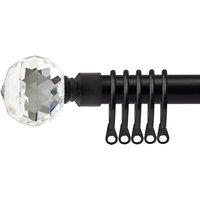 New Edge Blinds 16-19mm Cristalla Extendable Durable Metal Curtain Pole Set in Jet Black | Size: 170 cm - 300 cm